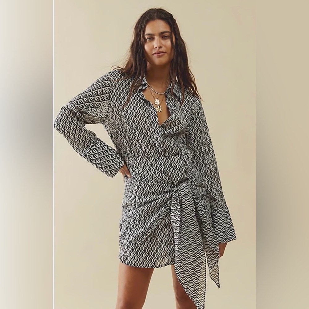 Free People Black and White Geometric Dress